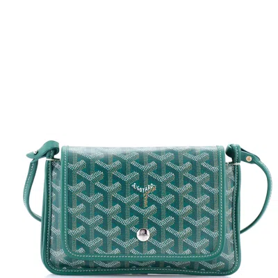 Pre-owned Goyard Plumet Clutch Wallet Coated Canvas In Green