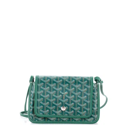 Pre-owned Goyard Plumet Clutch Wallet Coated Canvas In Green