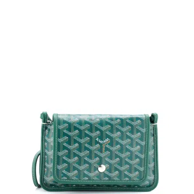 Pre-owned Goyard Plumet Clutch Wallet Coated Canvas In Green