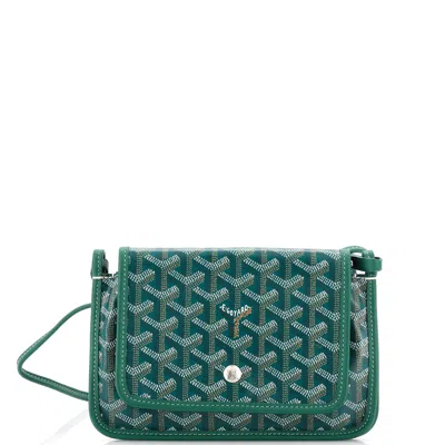 Pre-owned Goyard Plumet Clutch Wallet Coated Canvas In Green