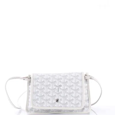 Pre-owned Goyard Plumet Clutch Wallet Coated Canvas In White