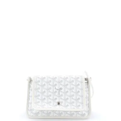 Pre-owned Goyard Plumet Clutch Wallet Coated Canvas In White