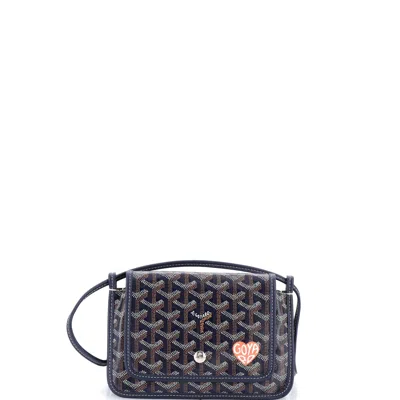 Pre-owned Goyard Plumet Clutch Wallet Printed Coated Canvas In Blue