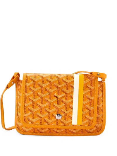 Pre-owned Goyard Plumet Clutch Wallet Printed Coated Canvas Crossbody Bag In 黄色