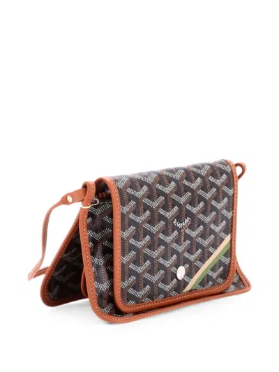 Pre-owned Goyard Plumet Clutch Wallet Printed Coated Canvas Crossbody Bag In Black