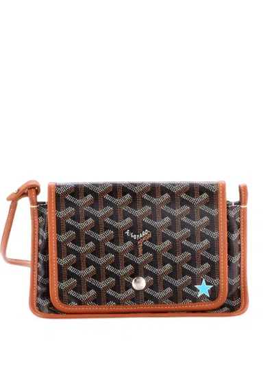 Pre-owned Goyard Plumet Clutch Wallet Printed Coated Canvas Crossbody Bag In Brown