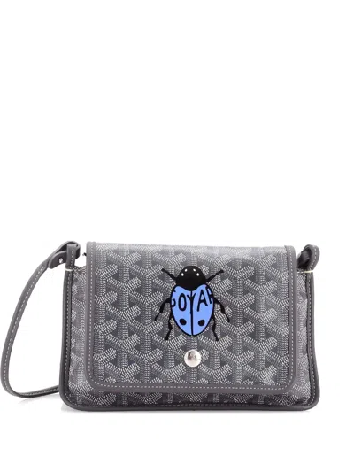 Pre-owned Goyard Plumet Clutch Wallet Printed Coated Canvas Crossbody Bag In Gray