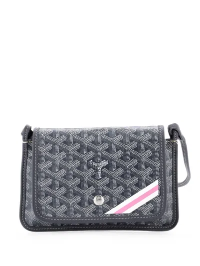 Pre-owned Goyard Plumet Clutch Wallet Printed Coated Canvas Crossbody Bag In Gray