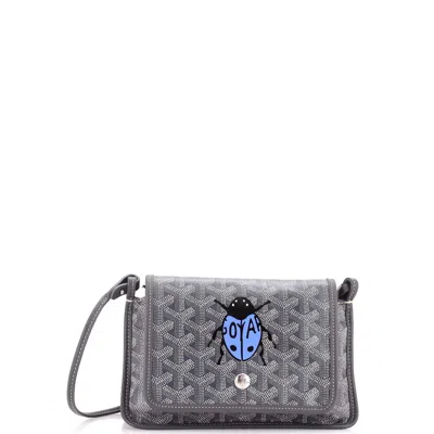 Pre-owned Goyard Plumet Clutch Wallet Printed Coated Canvas In Gray