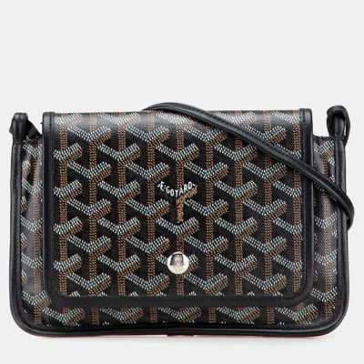 Pre-owned Goyard Plumet Pouch Wallet Black Leather