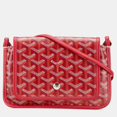 Pre-owned Goyard Plumet Pouch Wallet Red Leather