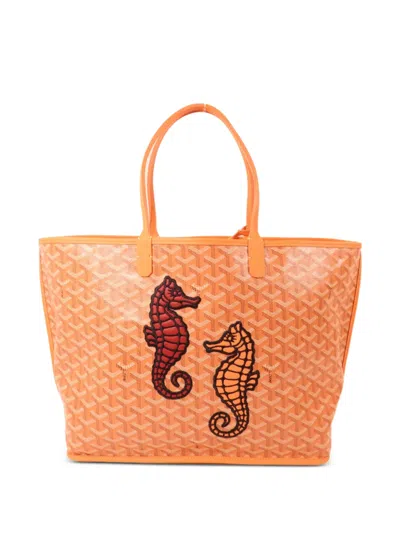 Pre-owned Goyard Pm Anjou Seahorse-patch Tote Bag In Pink