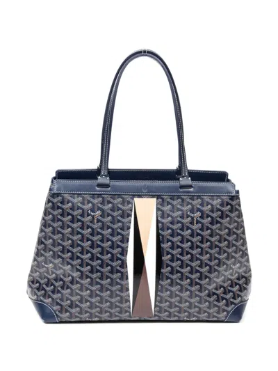Pre-owned Goyard Pm Bellechasse Biaude Tote Bag In Blue