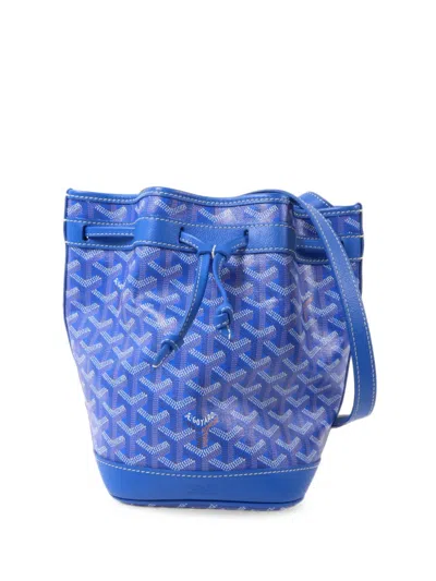 Pre-owned Goyard Pm Petit Flot Bucket Bag In Blue