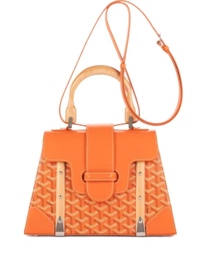 Pre-owned Goyard Pm Saigon Pattern Tote Bag In Orange