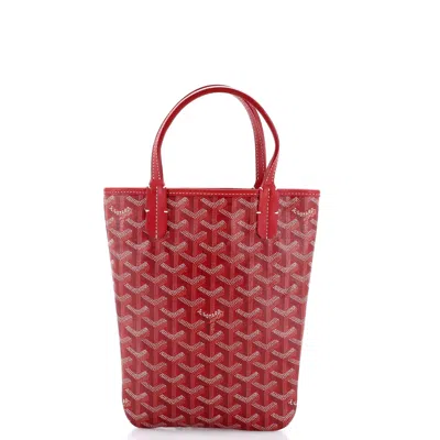 Pre-owned Goyard Poitiers Tote Coated Canvas Mini In Red