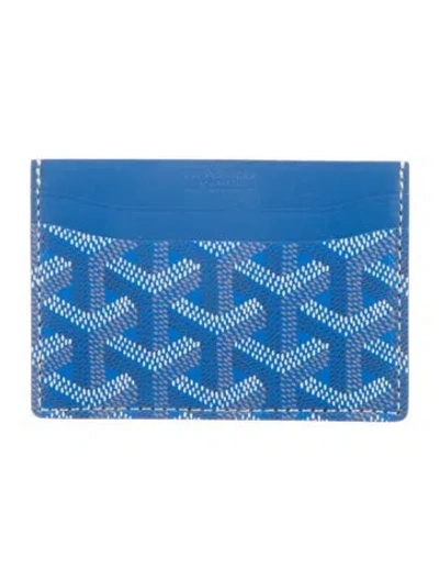 Pre-owned Goyard Printed Card Holder In Blue