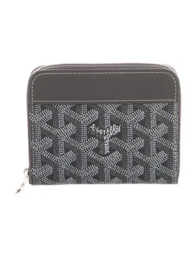 Pre-owned Goyard Printed Compact Wallet W/ Tags In Gray