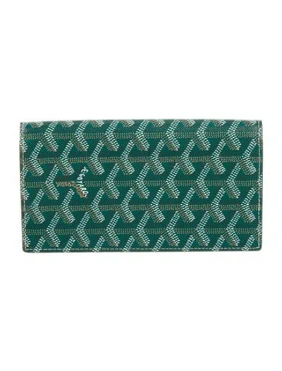 Pre-owned Goyard Printed Wallet W/ Tags In Green