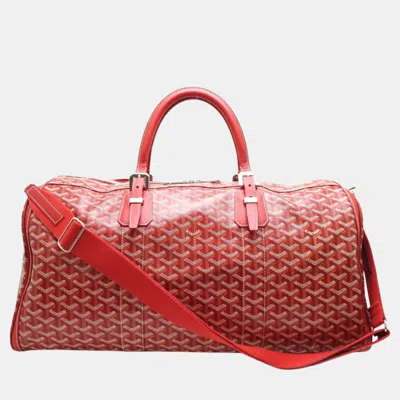 Pre-owned Goyard Pvc Coated Canvas Red Croisjour 55 Boston Bag