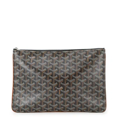 Pre-owned Goyard Pvc Leather Clutch Bag Pouch () In Black