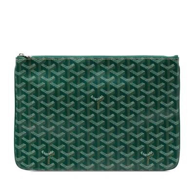 Pre-owned Goyard Pvc Leather Clutch Bag () In Green