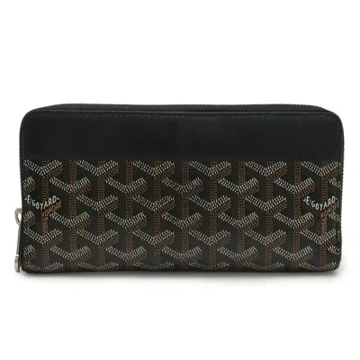 Pre-owned Goyard Pvc Leather Long Wallet (bi-fold) () In Black