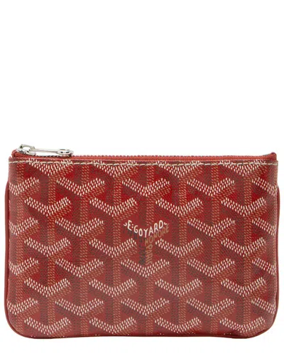 Pre-owned Goyard Red Coated Canvas Senat Mini Pouch (authentic Pre-loved)