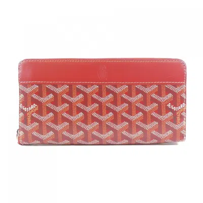 Pre-owned Goyard Red Color Coated Canvas Long Wallet (bi-fold) ()