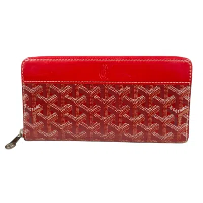 Pre-owned Goyard Red Color Pvc Coated Canvas Long Wallet (bi-fold) ()
