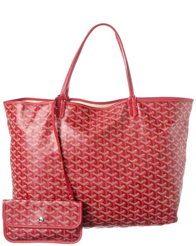 Goyard Red Ine Canvas Saint Louis Pm (authentic Pre-loved) In White