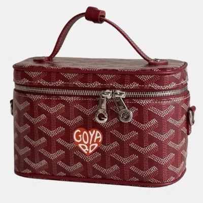 Pre-owned Goyard Red Muse Mini Cosmetic Pouch With Shoulder Strap