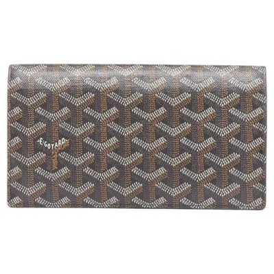 Pre-owned Goyard Richelieu Black Brown Ine Coated Canvas Flap Bifold Long Wallet