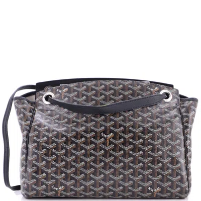 Pre-owned Goyard Rouette Bag Coated Canvas Pm In Black