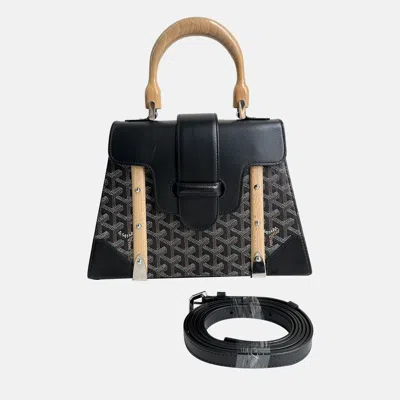 Pre-owned Goyard Saigon Medium Bamboo Handle Bag In Black