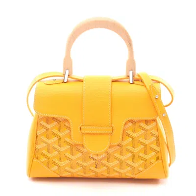 Pre-owned Goyard Saigon Mini Handbag Pvc Leather In Yellow