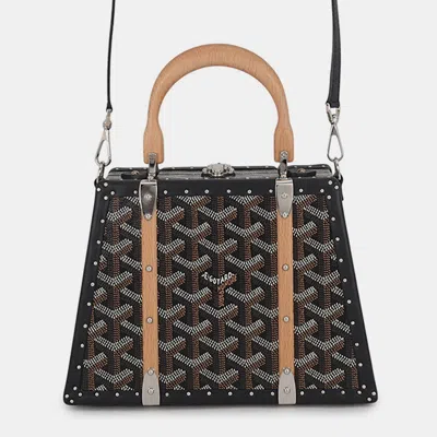 Pre-owned Goyard Saigon Mini Trunk Bag Black Pvc Leather Wood