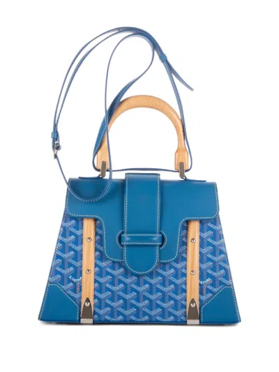 Pre-owned Goyard Saigon Pm Patterned Tote Bag In Blue