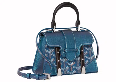 Pre-owned Goyard Saigon Structure Nano Bag In Pearly Blue