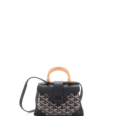 Goyard Saigon Top Handle Bag Coated Canvas With Leather Mini In Black