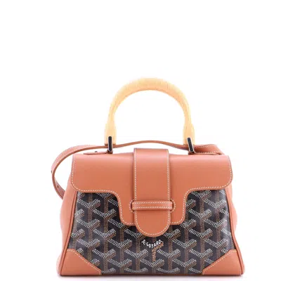 Goyard Saigon Top Handle Bag Coated Canvas With Leather Mini In Orange