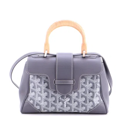 Pre-owned Goyard Saigon Top Handle Bag Coated Canvas With Leather Mini In Gray