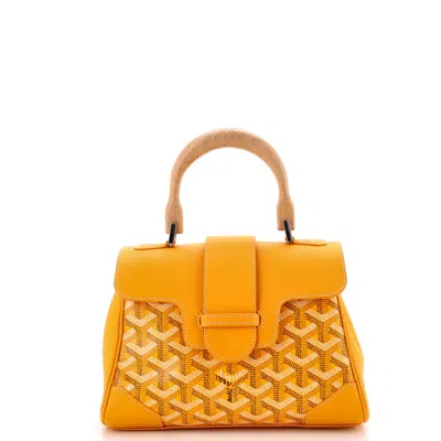 Pre-owned Goyard Saigon Top Handle Bag Coated Canvas With Leather Mini In Orange