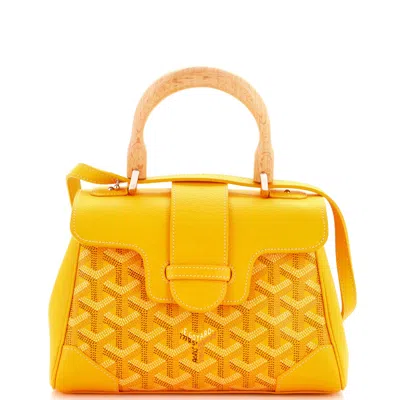 Pre-owned Goyard Saigon Top Handle Bag Coated Canvas With Leather Mini In Orange