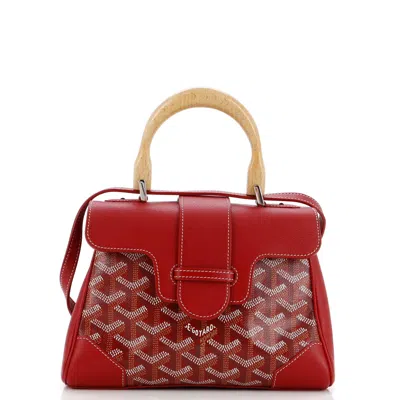 Pre-owned Goyard Saigon Top Handle Bag Coated Canvas With Leather Mini In Red