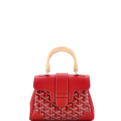 Goyard Saigon Top Handle Bag Coated Canvas With Leather Mini In Red