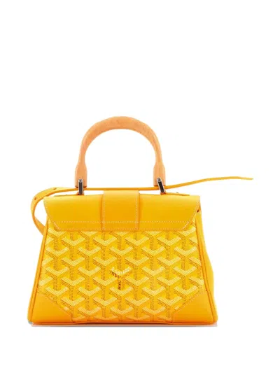 Pre-owned Goyard Saigon Top Handle Bag Coated Canvas With Leather Mini Shoulder Bag In Orange
