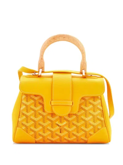 Pre-owned Goyard Saigon Top Handle Bag Coated Canvas With Leather Mini Shoulder Bag In Orange