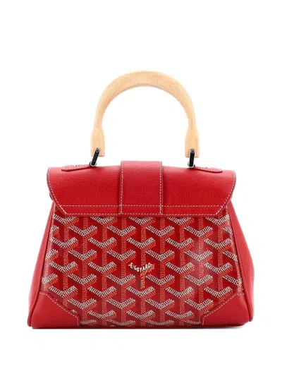 Pre-owned Goyard Saigon Top Handle Bag Coated Canvas With Leather Mini Shoulder Bag In Red