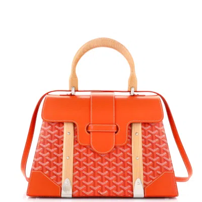 Pre-owned Goyard Saigon Top Handle Bag Coated Canvas With Leather Mm In Orange
